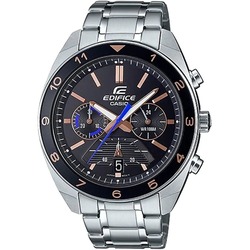 Casio Analog Watch for Men with Stainless Steel Band, Water Resistant and Chronograph, Efv-590D-1Avudf, Silver-Dark Black