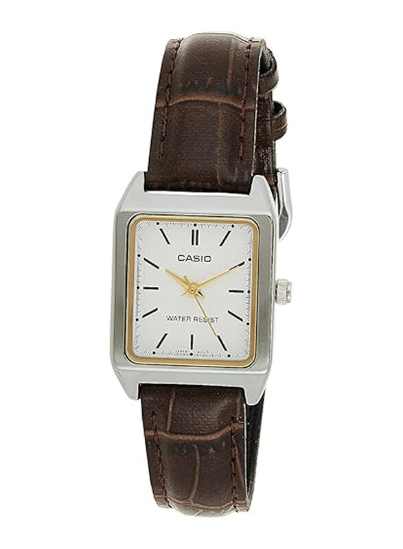 

Casio Analog Watch for Women with Leather Band, Water Resistant, LTP-V007L-7E2UDF, Brown/White