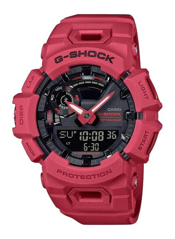 

Casio G-Shock Analog + Digital Watch for Men with Resin Band, Water Resistant, GBA-900RD-4ADR, Pink-Black