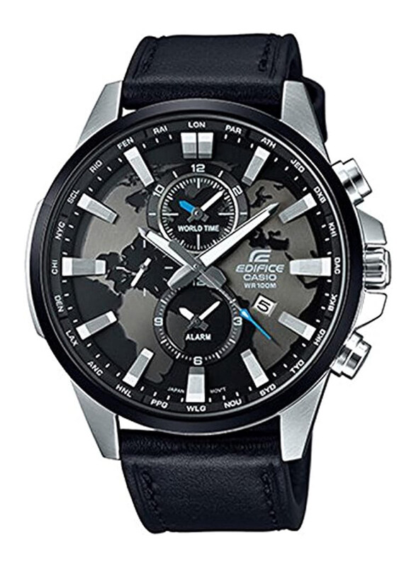 

Casio Analog Watch for Men with Leather Band, Water Resistant and Chronograph, EFR-303L-1A, Black