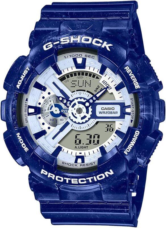 

Casio G-Shock Watch - GA-110BWP-2ADR White Dial, Navy Blue Band