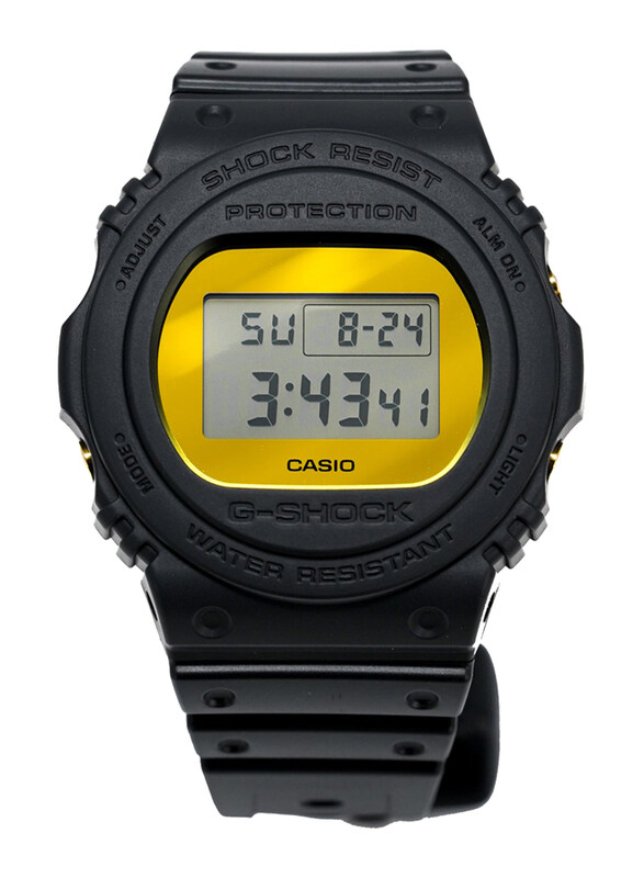 

Casio Digital Quartz Watch for Men with Resin Band, Water Resistant, DW-5700BBMB-1DR, Black-Yellow/Grey