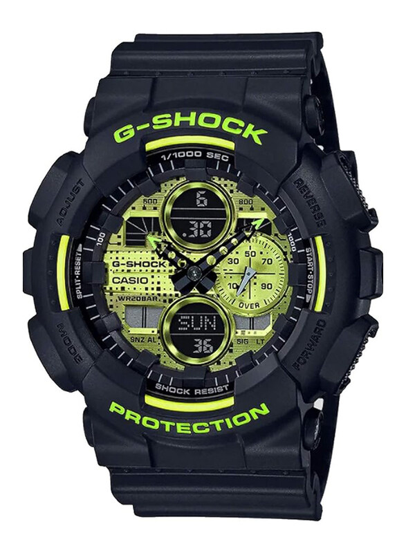 

Casio G-Shock Classic Analog + Digital Watch for Men with Resin Band, Water Resistant, GA140DC-1A, Black-Green