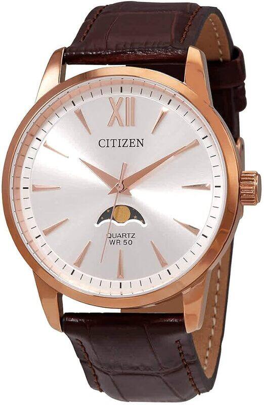 

Citizen Mens Quartz Watch, Analog Display And Leather Strap - AK5003-05A