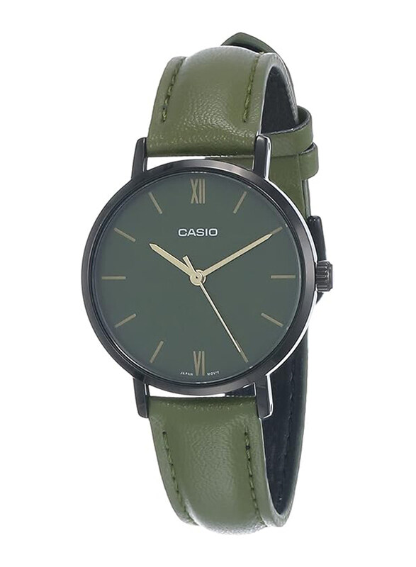 

Casio Analog Watch for Women with Leather Band, Water Resistant, LTP-VT02BL-3AUDF, Green