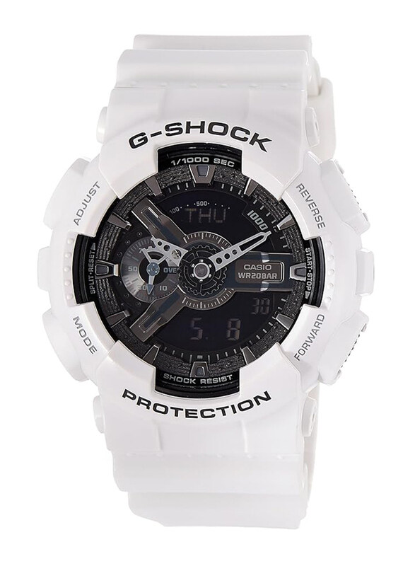 

Casio G-Shock Analog + Digital Watch for Men with Resin Band, Water Resistant and Chronograph, GA-110GW-7ADR (G455), White-Black