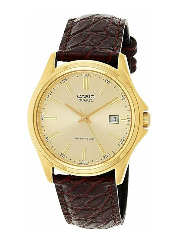 

Casio Analog Watch for Men with Leather Band, Water Resistant, MTP1183Q-9A, Brown-Gold