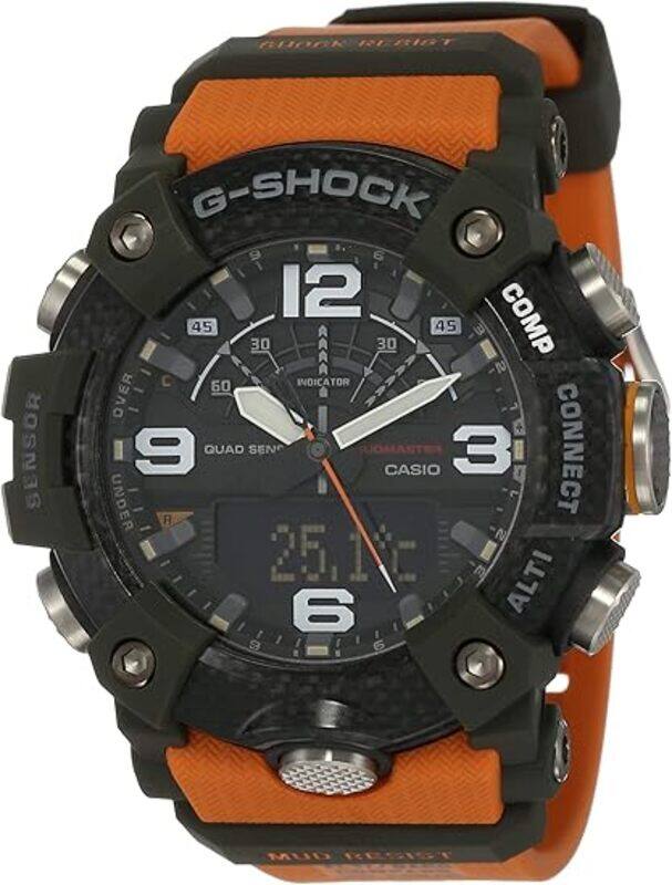 

Casio G-Shock Master of G Mudmaster Analog + Digital Watch for Men with Resin Band, Water Resistant, GG-B100-1A9DR (G974), Orange-Black