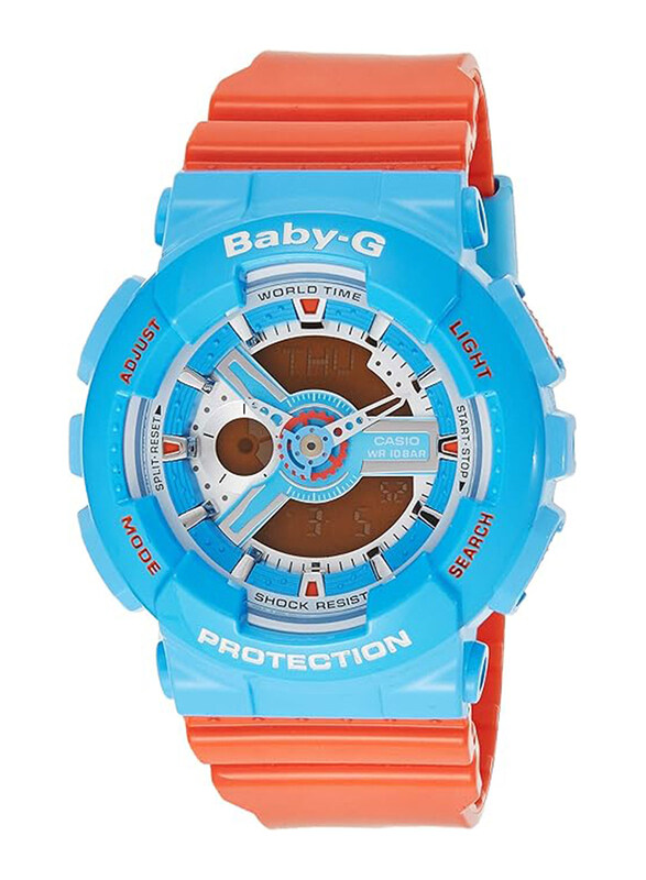 

Casio Baby G Analog + Digital Quartz Watch for Women with Resin Band, Water Resistant, BA110NC-2ADR, Orange/Blue