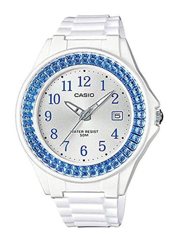 

Casio Analog Watch for Women with Resin Band, Water Resistant, LX-500H-2BVDF, White-Silver/Blue