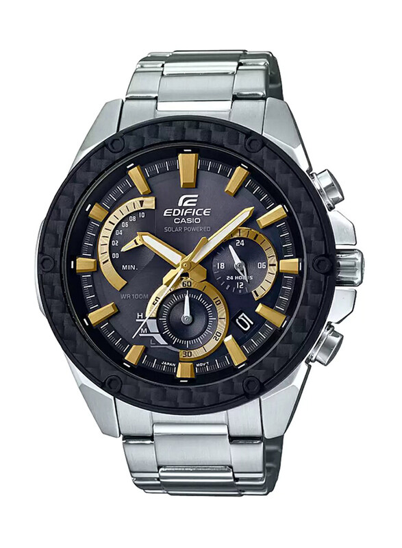 

Casio Edifice Analog Watch for Men with Stainless Steel Band, Water Resistant and Chronograph, EQS-910D-1BVUDF, Silver-Black