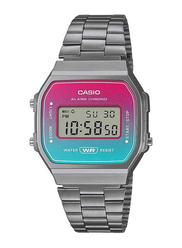 

Casio Vintage Iconic Digital Watch for Women with Stainless Steel Band, Water Resistant, A168WERB-2AEF, Silver-Pink