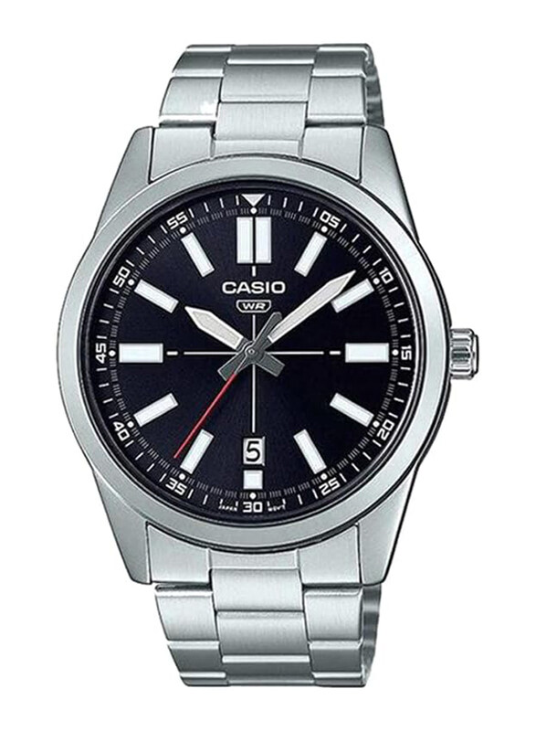 

Casio Analog Watch for Men with Stainless Steel Band, Water Resistant, MTP-VD02D-1EUDF, Silver-Black