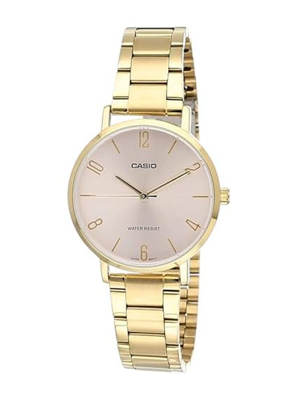 

Casio Analog Watch for Woman with Stainless Steel Band, Water Resistant, LTP-VT01G-4BUDF, Light Pink-Gold