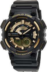 Casio Analog-Digital Watch for Men with Resin Band, Water Resistant and Chronograph, Aeq-110Bw-9Av, Black