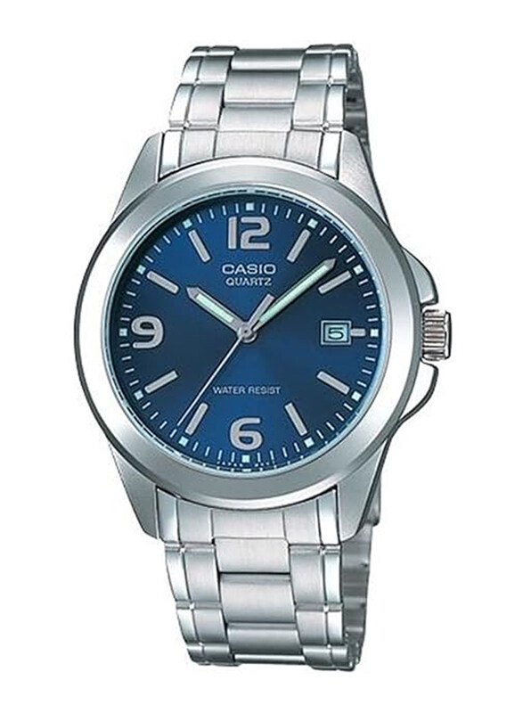 

Casio Analog Watch for Men with Stainless Steel Band, Water Resistant, MTP-1215A-2ADF, Silver-Blue