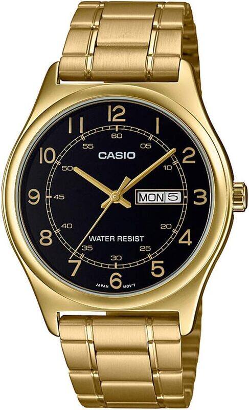 

Casio Men's Watch - MTP-V006G-1BUDF Black Dial, Gold Band