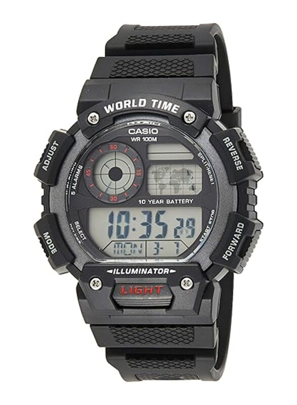 

Casio Digital Watch for Men with Resin Band, Water Resistant, AE-1400WH-1AVEF, Grey/Black-Black