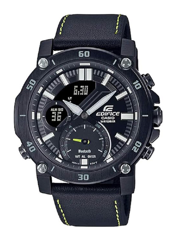 

Casio Analog + Digital Watch for Men with Leather Artificial Band, ECB-20CL-1ADF, Black