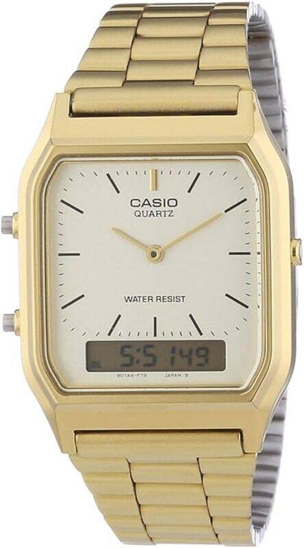 

Casio Men's Watch - AQ-230GA-9DMQ White Dial, Gold Band