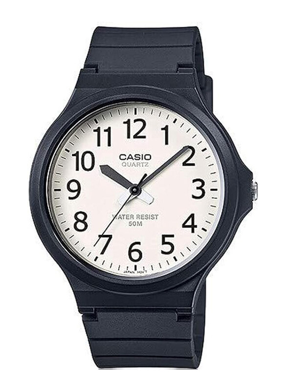 

Casio Analog Watch for Men with Plastic Band, Water Resistant, MW-240-7BV, Black-White