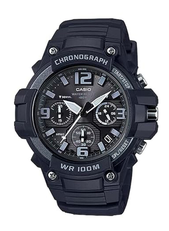 

Casio Analog Watch for Men with Resin Band, Water Resistant & Chronograph, MCW-100H-1A3VDF, Black