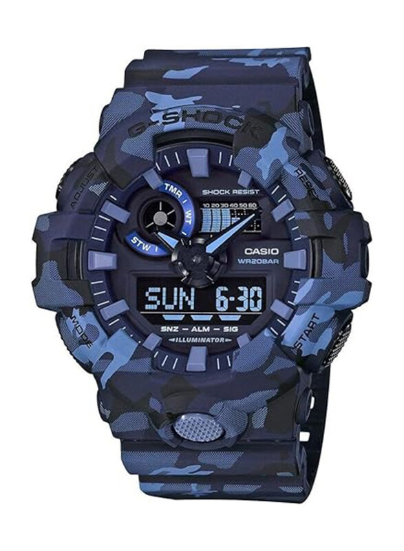 

Casio Analog + Digital Watch for Men with Resin Band, Water Resistant, GA-700CM-2ADR, Blue