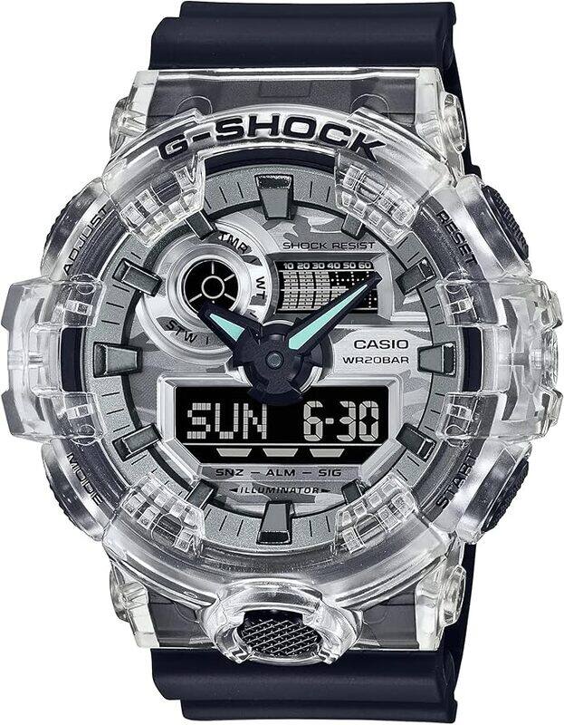 

Casio G-Shock Analog-Digital World Time Watch Black Band Silver Dial