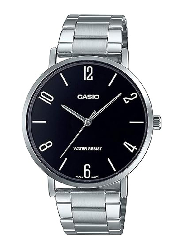 

Casio Analog Watch for Men with Stainless Steel Band, Water Resistant, MTP-VT01D-1B2UDF, Silver/Black