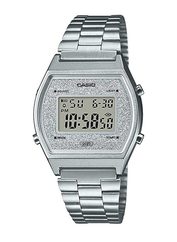 

Casio Casual Digital Watch for Women with Stainless Steel Band, Water Resistant, B640WDG-7DF, Silver-Silver