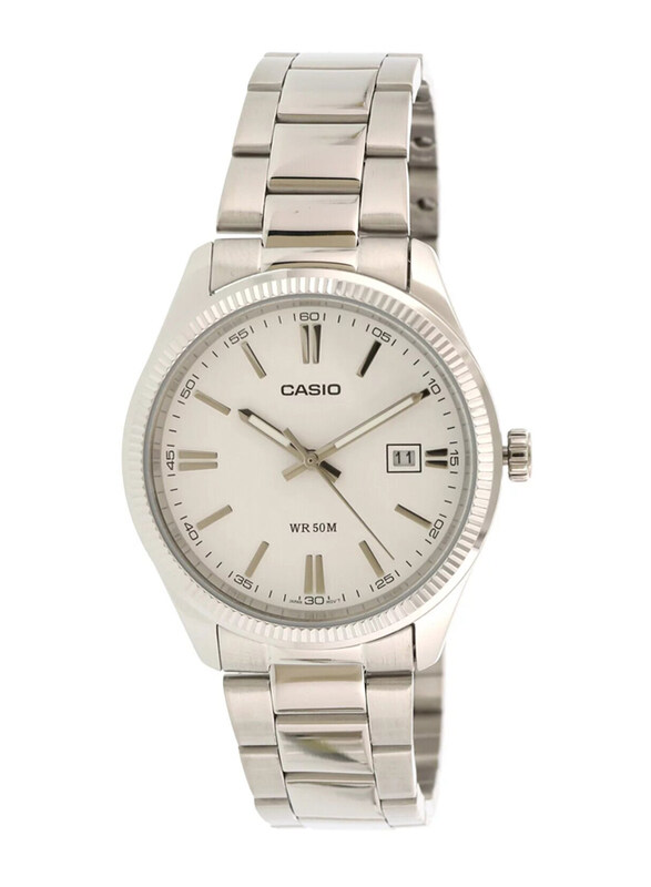 

Casio Analog Watch for Men with Stainless Steel Band, Water Resistant, MTP-1302D-7A1VDF, Silver-White
