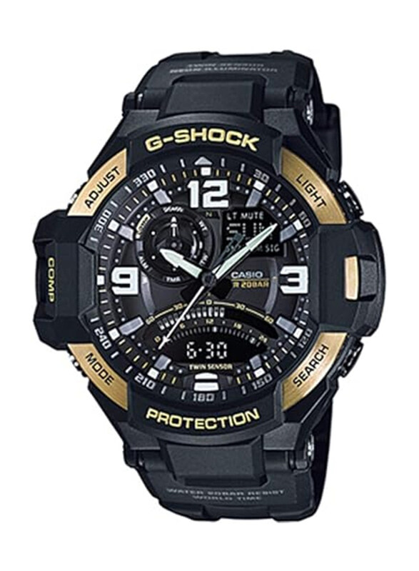 

Casio G-Shock Analog + Digital Watch for Men with Resin Band, Water Resistant, GA-1000-9GDR, Black