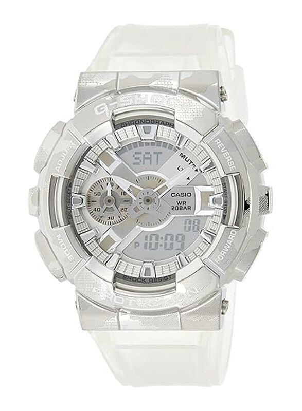 

Casio G-Shock Analog + Digital Watch for Men with Plastic Band, Water Resistant, GM-110SCM-1ADR, White/Silver