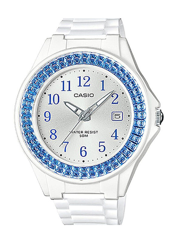 

Casio Analog Watch for Women with Plastic Band, Water Resistant, LX-500H-2BV, White-Blue