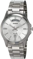 Casio Analog Display Watch for Men with Stainless Steel Band, Water Resistant, MTP-1381D-7AVDF (A841), Silver