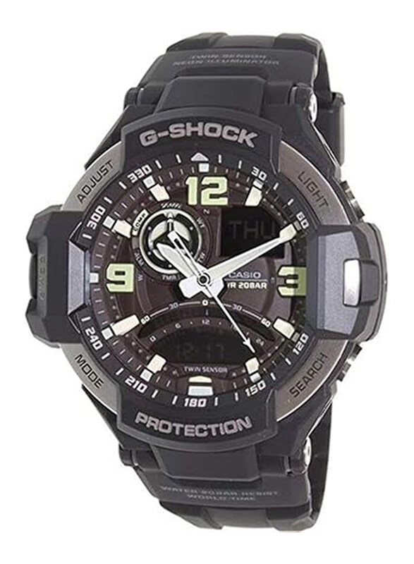 

Casio G-Shock Analog + Digital Watch for Men with Silicone Band, Water Resistant, GA-1000-1BDR, Black