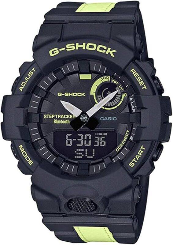 

Casio G-Shock Step Tracker Watch for Men with Band, , GBA-800LU-1A1CR, Black/Green-Black