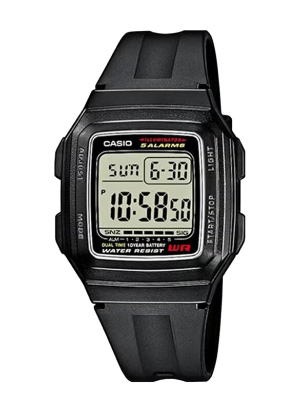 

Casio Digital Watch for Men with Resin Band, Water Resistant, F-201WA-1ADF, Black