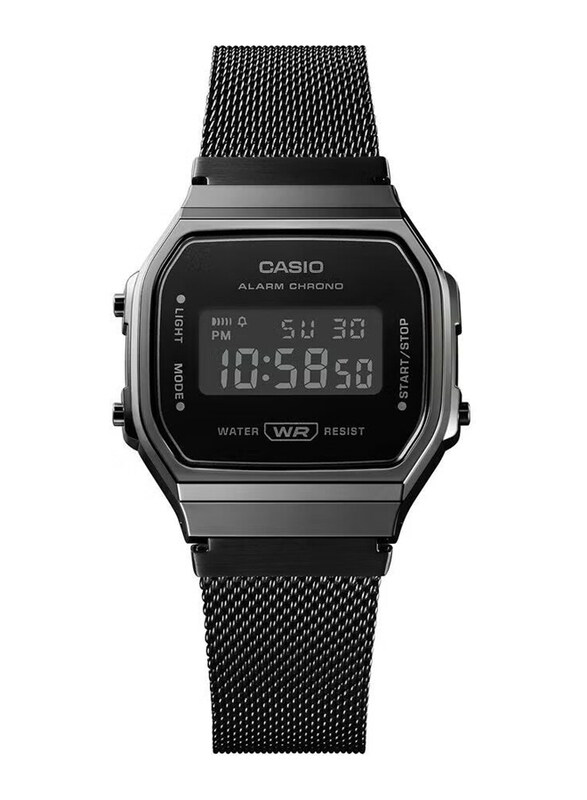 

Casio Vintage Collection Digital Unisex Watch with Stainless Steel Band, Water Resistant, A168WEMB-1BEF, Black