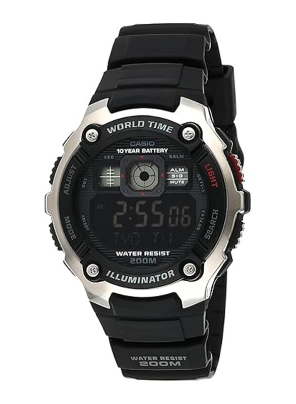 

Casio Digital Watch for Men with Resin Band, Water Resistant, AE-2000W-1BVDF, Black