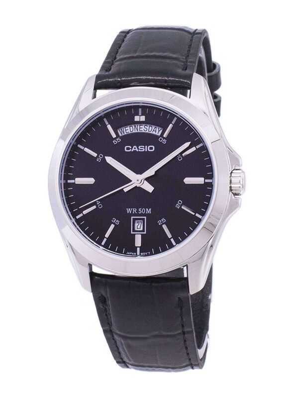 

Casio Analog Watch for Men with Leather Band, Water Resistant, MTP-1370L-1AVDF, Black