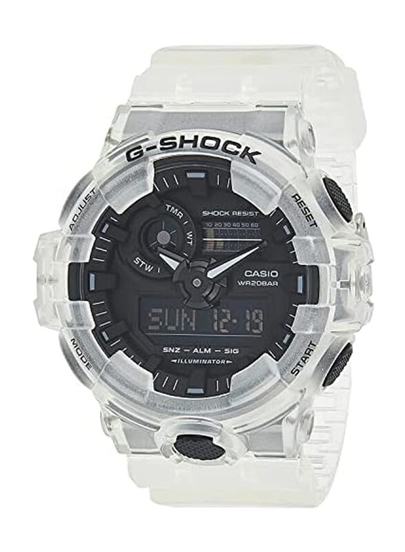 

Casio Analog + Digital Watch for Men with Resin Band, Water Resistant & Chronograph, GA-700SKE-7ADR, Black-Clear