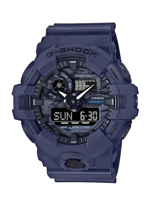 

Casio G-Shock Analog + Digital Watch for Men with Resin Band, Water Resistant, GA-700CA-2ADR, Blue