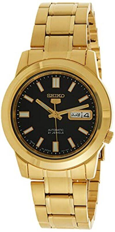 

Seiko Men's SNKK22J1 Gold Plated Stainless Steel Analog with Black Dial Watch