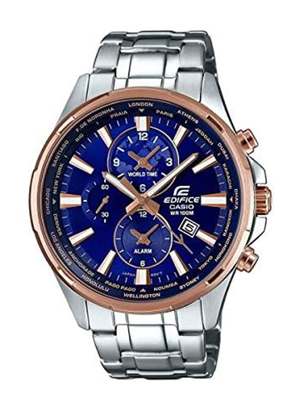 

Casio Edifice Analog Watch for Men with Stainless Steel Band, Water Resistant & Chronograph, EFR-304PG-2AVUDF, Blue-Silver