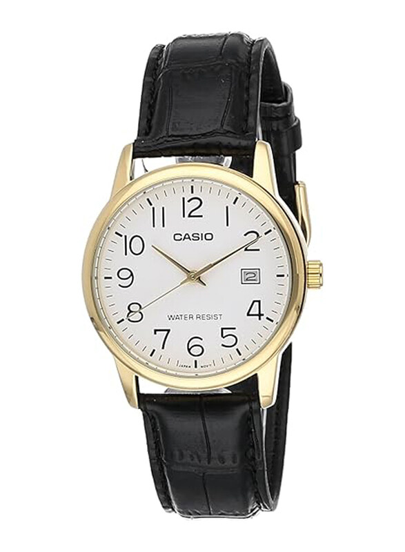 

Casio Analog Watch for Men with Leather Band, Water Resistant, MTP-V002GL-7B2UDF, Black-White