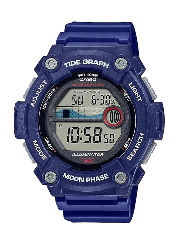 

Casio Tide Graph Digital Watch for Men with Resin Band, Water Resistant, WS-1300H-2AV, Blue-Grey