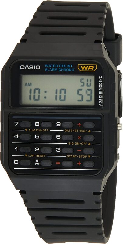 Casio Vintage Digital Calculator Watch for Men with Resin Band, Water Resistant, CA-53W-1Z, Black-Grey