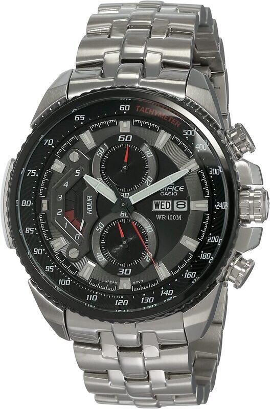 

Casio Analog Watch for Men with Stainless Steel Band, Water Resistant and Chronograph, EF-558D-1ADF, Silver-Black