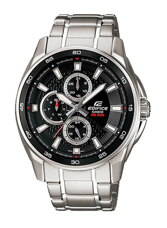 

Casio Edifice Analog Quartz Watch for Men with Stainless Steel Band, Water Resistant and Chronograph, EF-334D-1AVUDF, Silver-Black